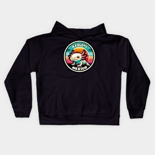 Vintage Retro Axolotl Mexico Sunset Kids Hoodie